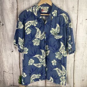 Hilo Hattie The Hawaiian Shirt Classic Button Down Blue Size XL E